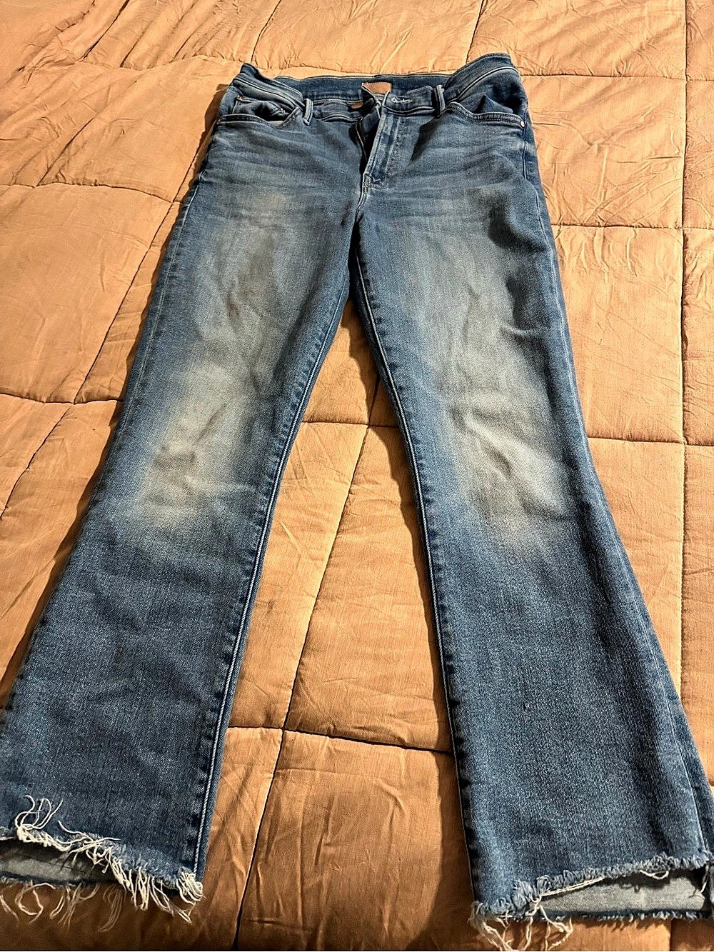 Mother The Hustler Ankle Fray Women's Blue Boot Cut Jeans